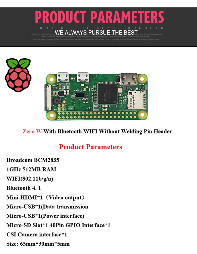 Оригинальная Беспроводная bluetooth-плата Raspberry Pi Zero V 1,3 Zero W WH с процессором 1 ГГц, ОЗУ 512 Мб, Версия Raspberry Pi Zero 1,3