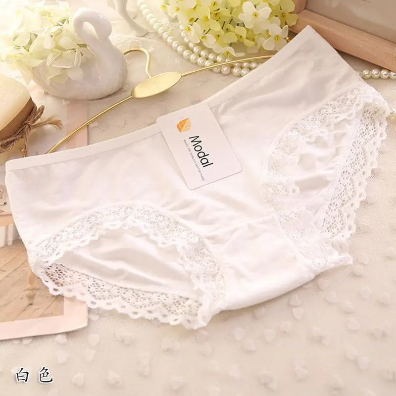 

2019 Lace Panties Women Fashion Lace Lingerie Solid Color Pretty Briefs High Quality Cotton Mid Waist Women Underwear