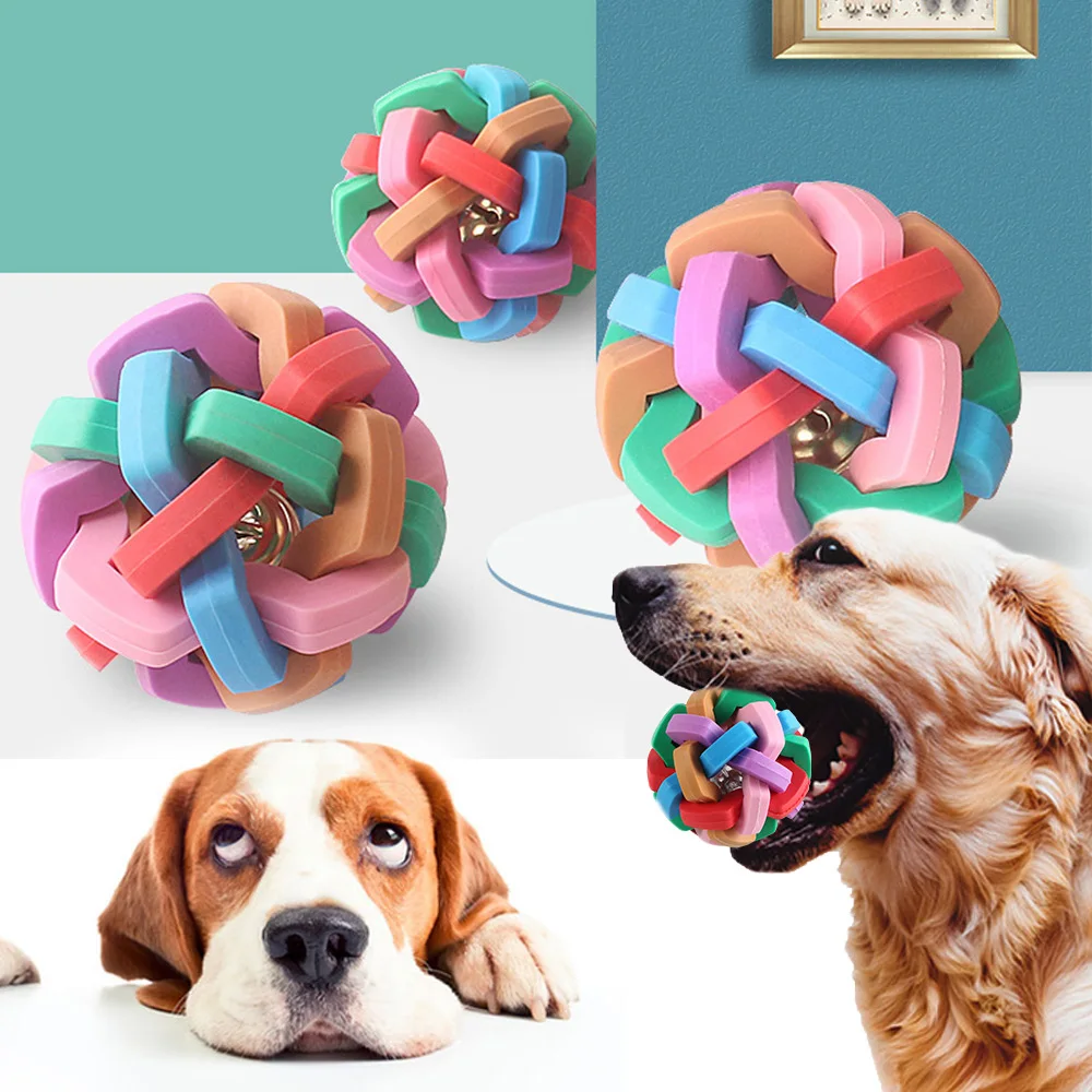 

Dog Chewing Molar Cleaning Teeth Chewing Colorful Sounding Bell Ball Safe Soft And Wear-Resistant Anti-Bite Toy Ball
