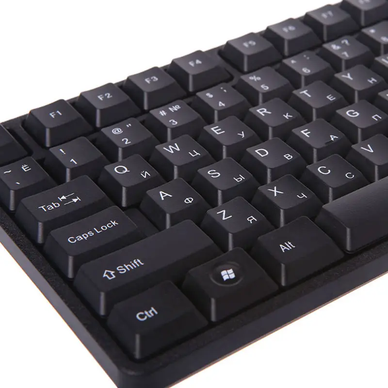 Russian/ English Silent Keyboard Waterproof Office Keyboard For Windows Computer Usb Plug And Play