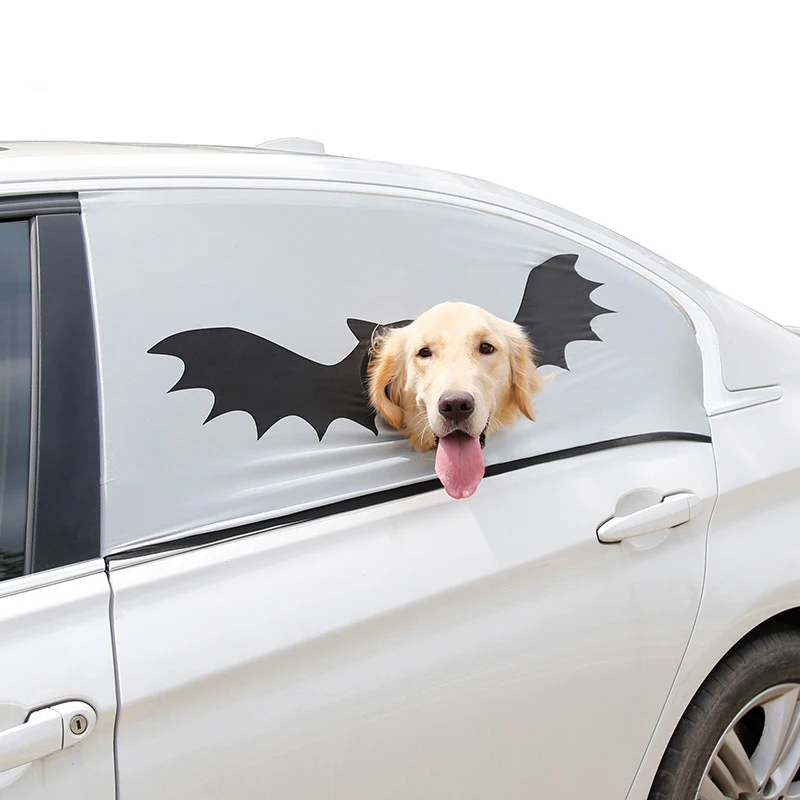 

Dog Car Window Cover Halloween Pet Sunscreen Car Curtain Rear Window Cloth Cover Bat Pattern Pet Car Safety Fence Ride Christmas