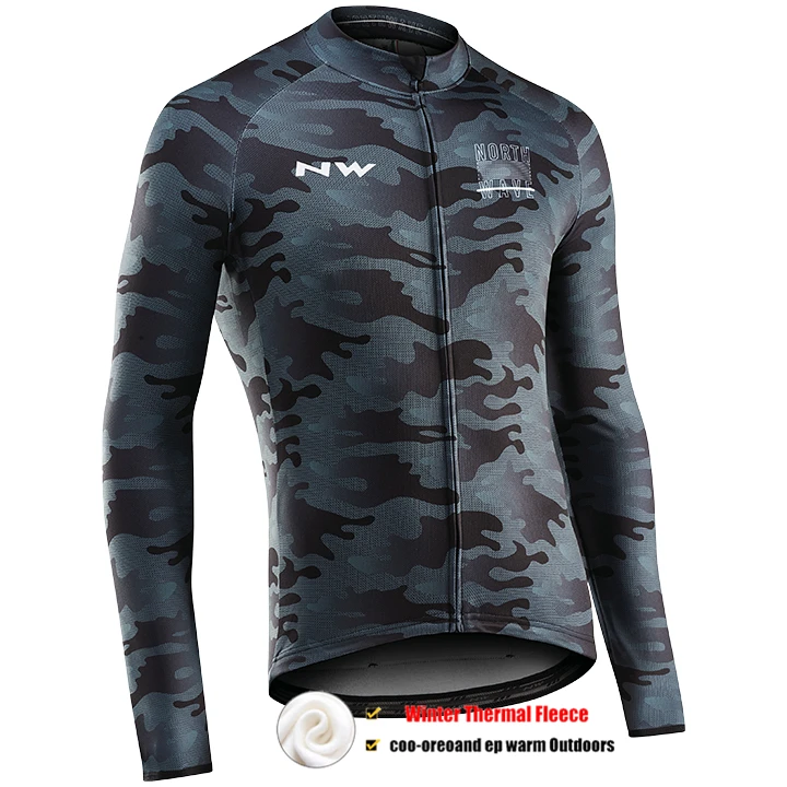 Northwave Winter Thermal Fleece Jersey Pro Team NW Cycling Jackets Bicycle Cycling Warm MTB Bike Clothing Sport Wear - Color: Pic Color