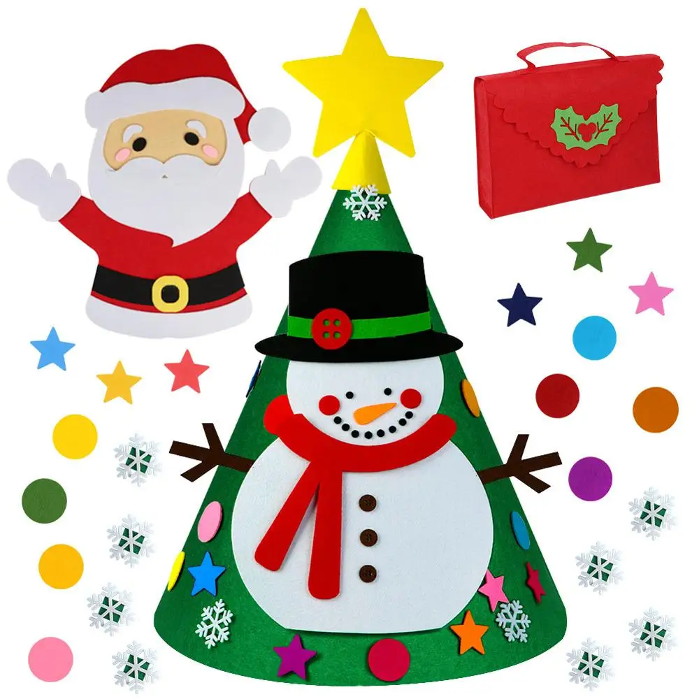Santa Tree Теплая фетровая Рождественская елка с украшениями, новогодние игрушки для малышей, сделай сам, искусственные елки, рождественские украшения для дома - Цвет: Santa Tree