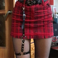 woman new fashion street punk rock short skirt leather garter belt waist thigh high suspenders straps shorts jeans belt