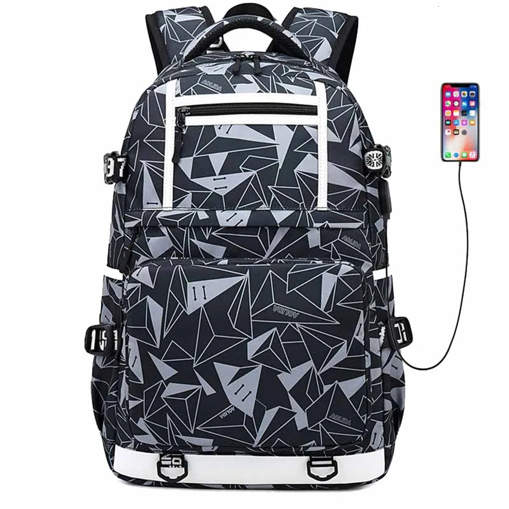 USB Charging Laptop Backpack Women School Backpacks Schoolbag For Teenagers Man Student Book Bag Boys Satchel Travel Bags
