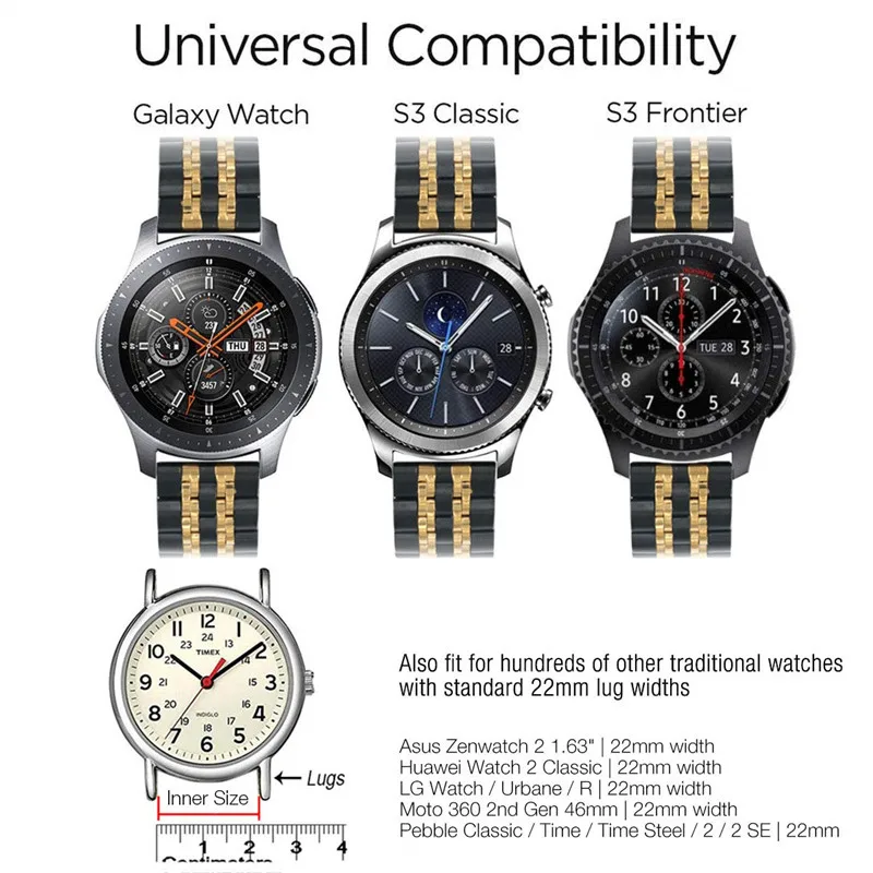 Ремешок из нержавеющей стали для Samsung Galaxy Watch 3 41 мм 45 46 42 браслет Active2 40 44 Amazfit GTR 22 20