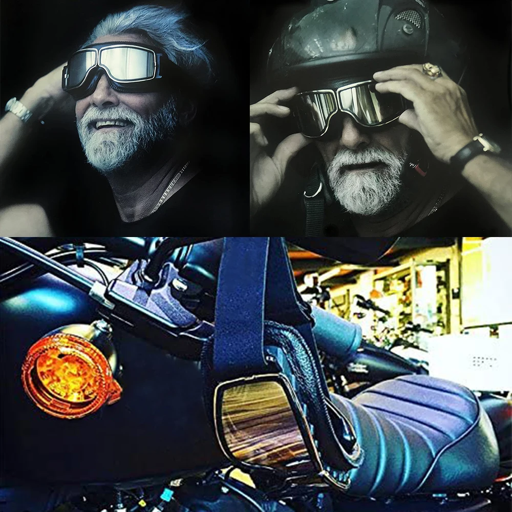 

Universal Motorcycle Vintage Goggles Pilot Motorbike Scooter Biker Glasses Steampunk Goggles For Harley Helmet