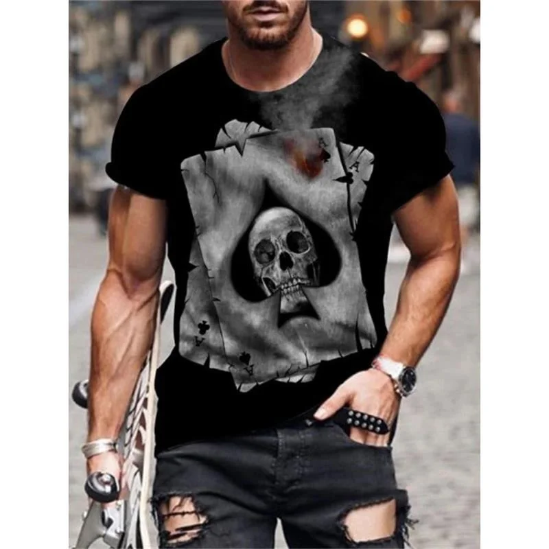 

T Shirt Men Summer Casual Short Sleeve Tshirt Best Seller Men Clothing Streetwear Skull Print Graphic Tee Shirts Tshirts Tops