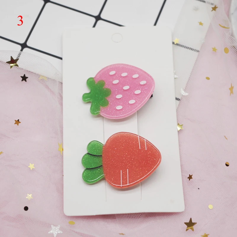 2 шт./компл. пластиковая заколка для волос с мультяшными фруктами модная милыми