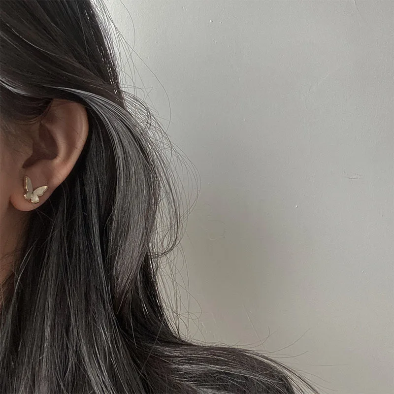 Милый романтический стиль белый корпус бабочка серьги женские сережки животное