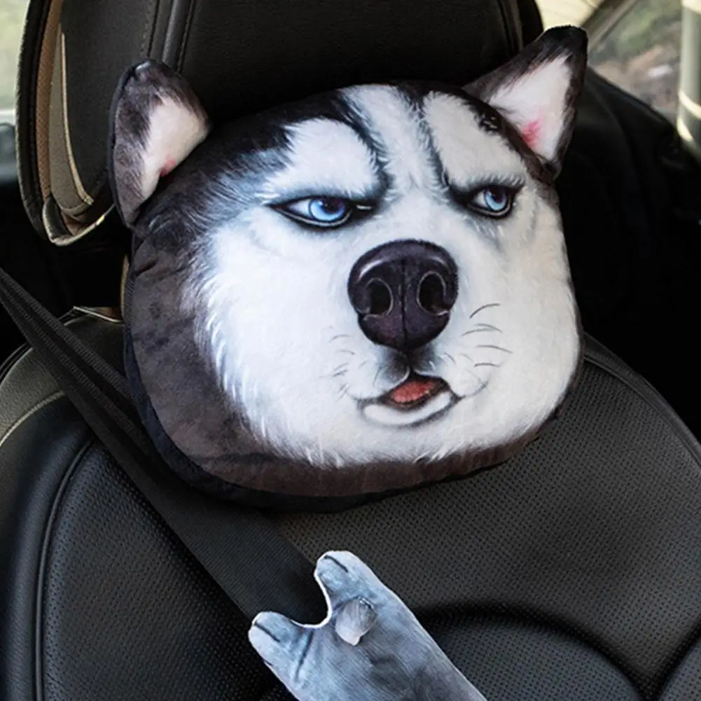 

70% Dropshipping!! Cute Cartoon Puppy Kitten Printed Detachable Headrest Car Seat Neck Pillow Cushion for Auto Vehicle