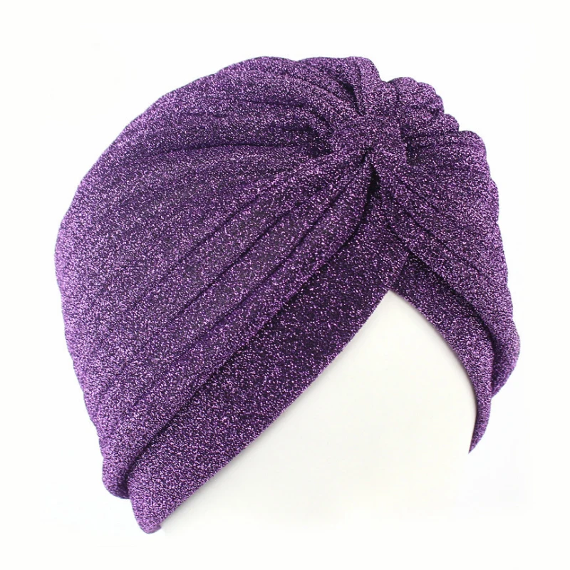 Однотонная яркая шелковая шапка для женщин мусульманский тюрбан эластичный