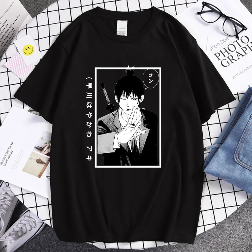 

Japanese Anime Chainsaw Man Aki Summer T-Shirt Man Manga Graphic Print Funny Cartoon Pochita Makima Unisex Tops Short Sleeves