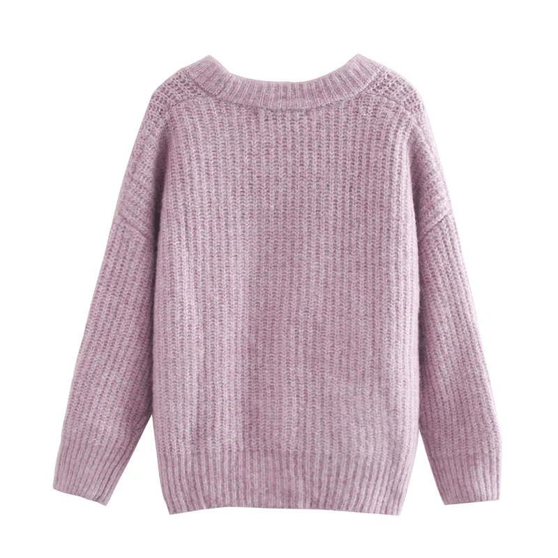 

Knitted Print Sweater Female 2021 Fashion Women Sweater Vintage Harajuku Clothes Long Sleeve Woman Sweaters Pockets Buttons Tops