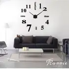 DIY Креативный дизайн английские цифровые Акриловые 3D настенные часы бескаркасные зеркальные наклейки современное искусство наклейка домашний декор 40 см диаметр