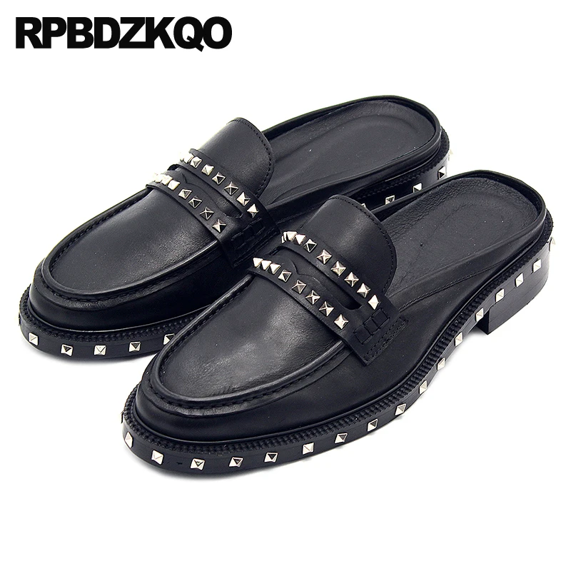 Мюли мужские из коровьей кожи модельные туфли металлическая подошва с