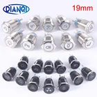 Настраиваемые символы 19 мм, металлооксид, черноеЛатунное покрытие, кнопочный переключатель, лампа, светодиодный плоский с фиксациеймгновенным вентилятором светильник для автомобиля