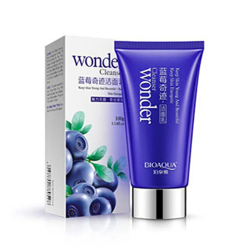 

BIOAQUA Brand Blueberry Moisturizing Facial Cleanser Oil Control Shrink Pores to Black Women Deep cleansing Lotion 100g