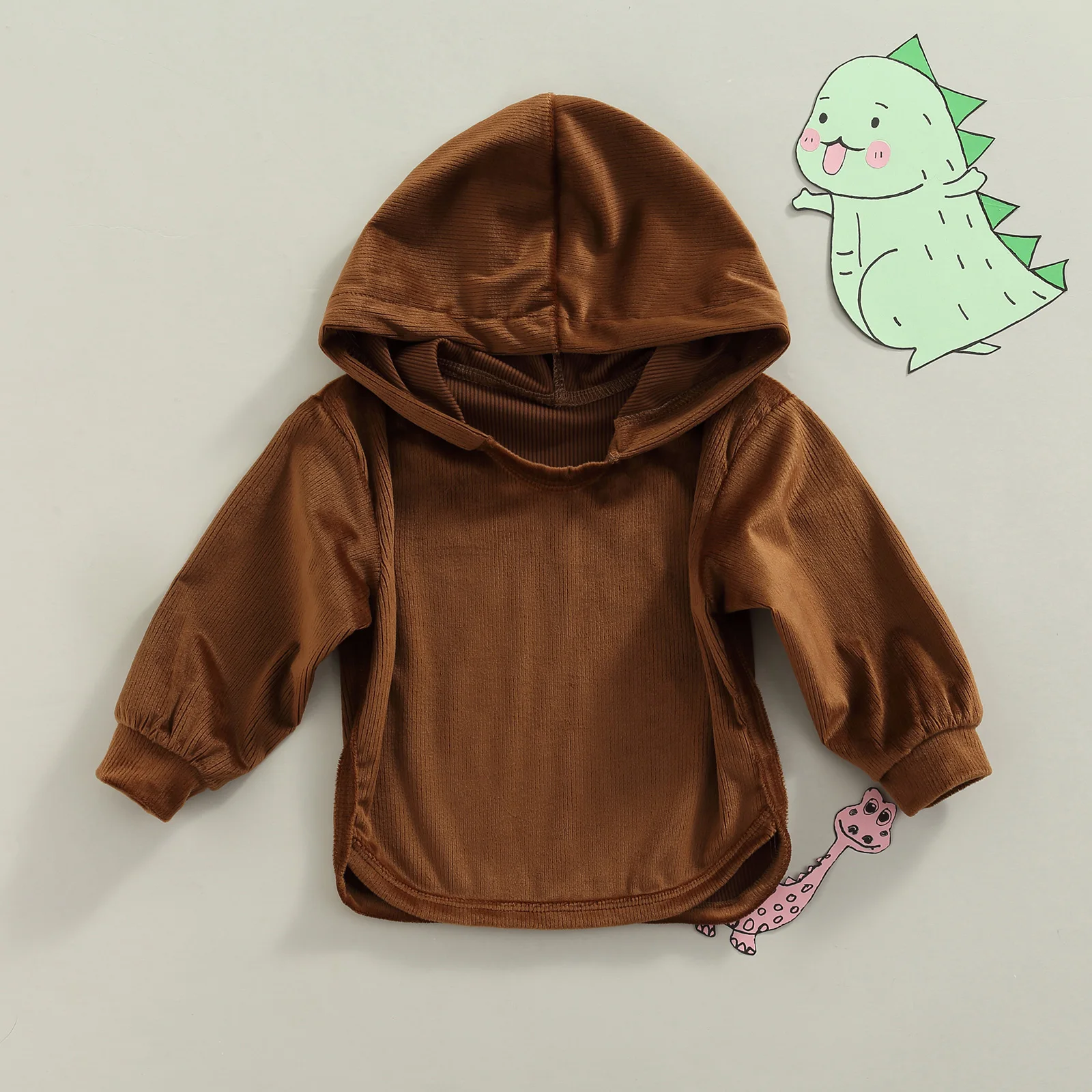 Модные однотонные трикотажные толстовки в рубчик для маленьких девочек и