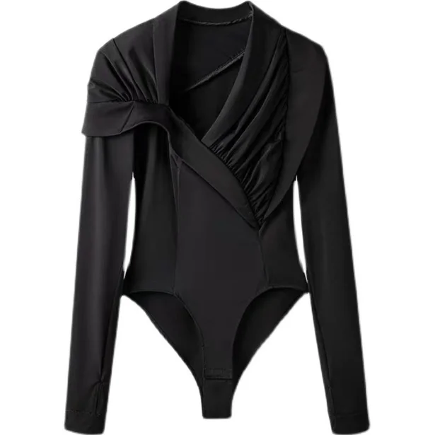 

Slim Fit Black Tshirt for Women 2021 Spring Female Clothes European Style Sexy Long Sleeve Bottoming Shirt Tops