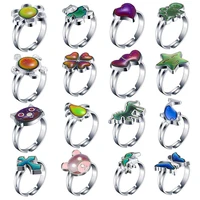 2021 fashion men women and children cute small animals heart shaped peculiar temperature change color ring girl part gift punk