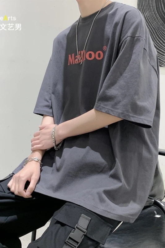 

Short-Sleeved T-shirt Men's Fashion Brand Summer New Ins Trendy Loose Easy Matching Clothes Handsome Casual T-shirt