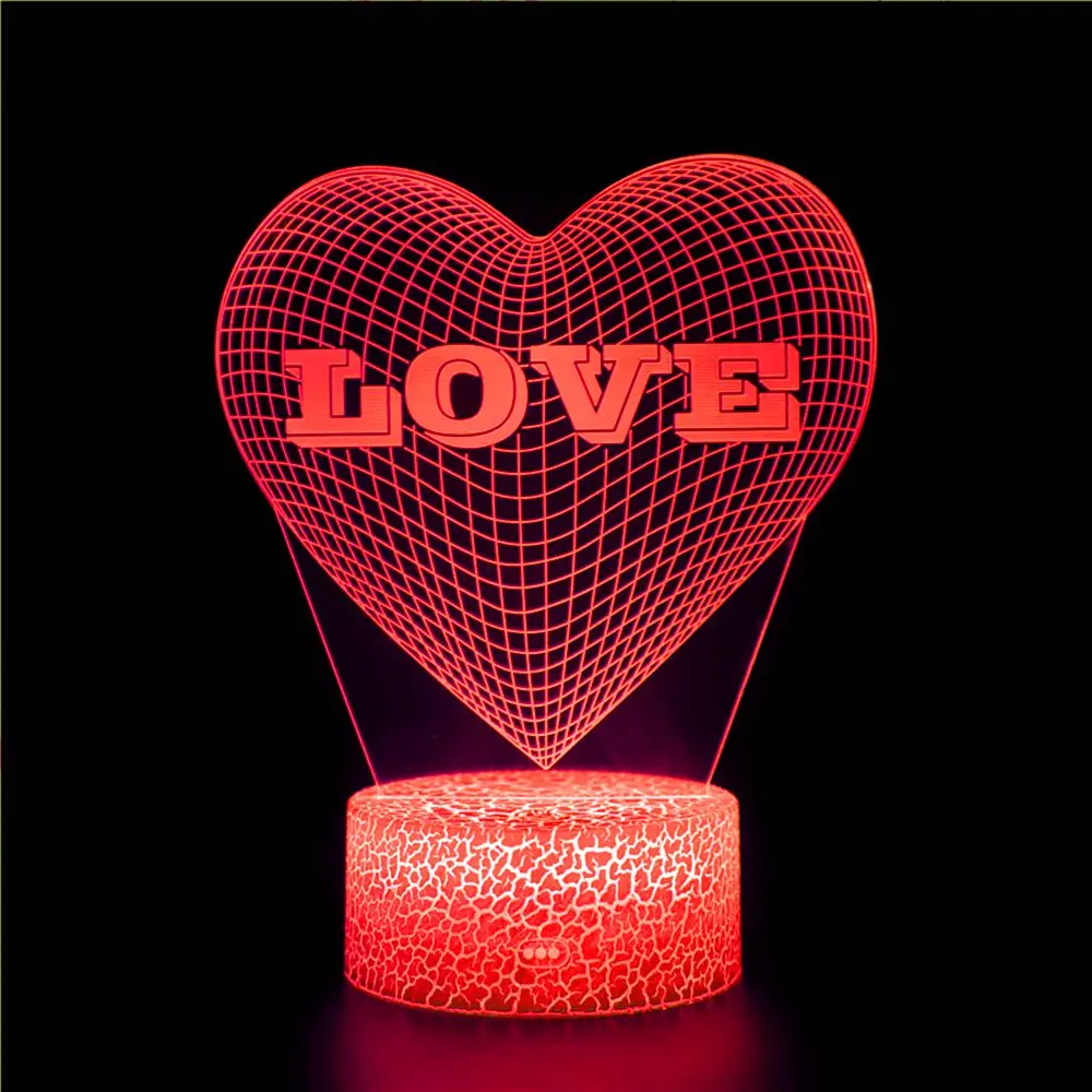 

Love Heart Shaped Couples Boy and Girl Friends Picture Wedding Anniversary Gift Decoration 3D Night Light LED Table Lamp Doll