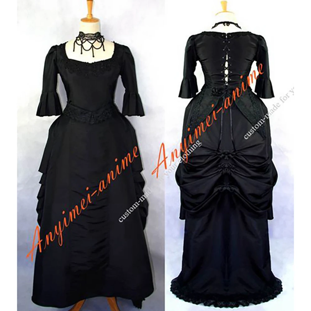 

fondcosplay Victorian Rococo Medieval Gown Ball black Taffeta jacket skirt Gothic Punk Cosplay Costume Tailor-made[G522]