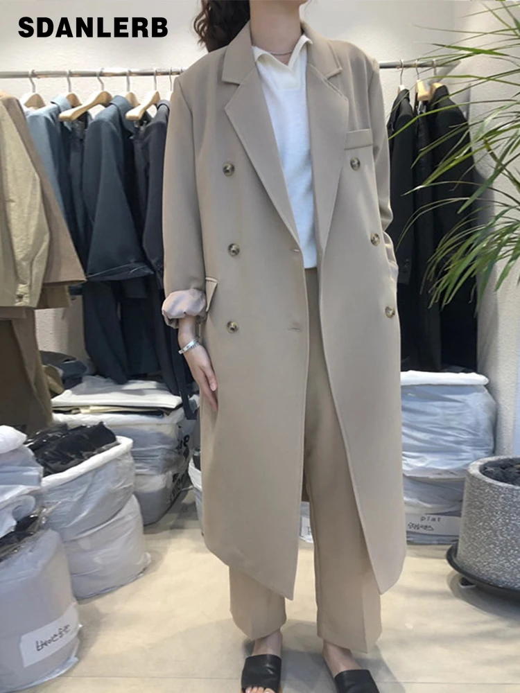 

Mid-Length Suit Jacket for Women 2021 Early Autumn New Korean Style Loose Trench Blazer Coat Long Sleeve Fashionable Suit Jacket