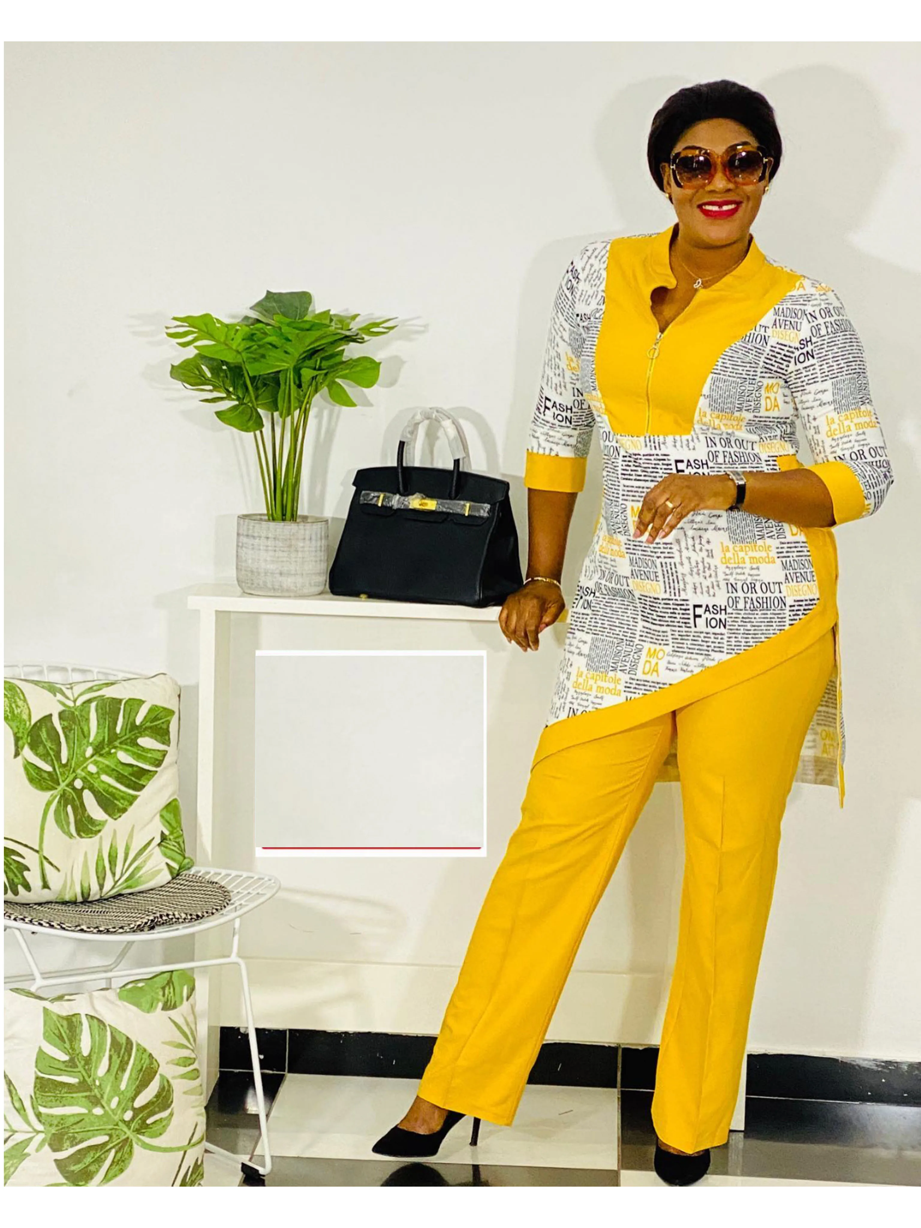 2021 Дашики Африканский новый модный костюм (платье и брюки) с воротником на молнии