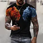 Новая летняя мужская футболка с 3D-принтом, с круглым вырезом, леопардовым принтом, львом, с коротким рукавом, Мужская Уличная модная повседневная футболка