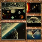 Солнечная система земля галактика винтажные плакаты крафт-бумага бар декоративная настенная наклейка классические картины