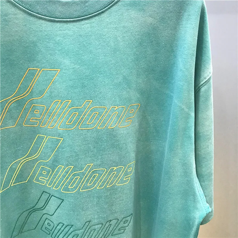

Oversized Tie dye purple green We11done T Shirt Men Women 1:1 Best Quality OS Style Rainbow letters T-shirt Tees