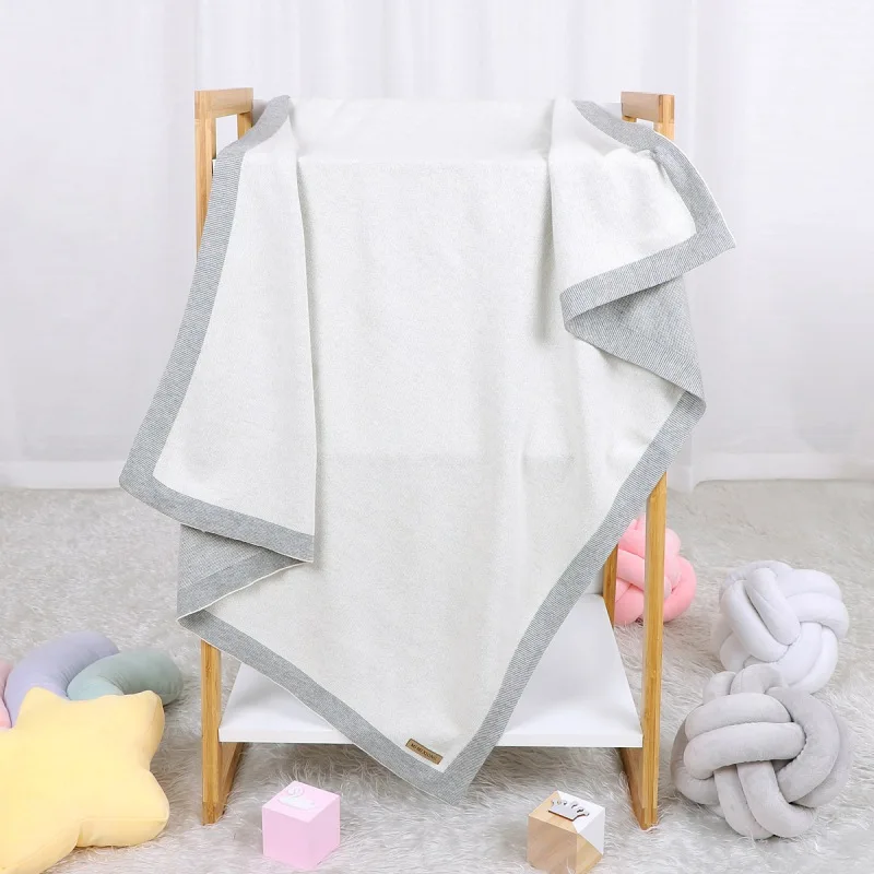 

2021 New Autumn Newborn Baby Blankets Soft Cotton Knitted Warm Bedding Solid Print Sleeping Swaddle Comfort Stroller Wrap
