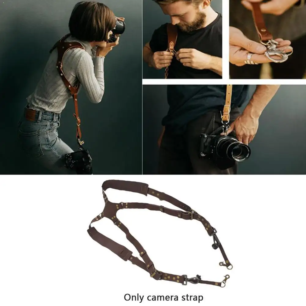 

High Quality Leather Cross Shoulder Camera Strap Adjustable for Canon Shoulder Double Pentax Harness Durable Nikon Camera S C6I7