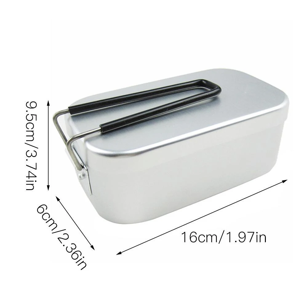 

Aluminum Square Lunch Box Foldable Handle Metal Bento Food Picnic Container for Outdoor Travel Camping Picnic snack containers