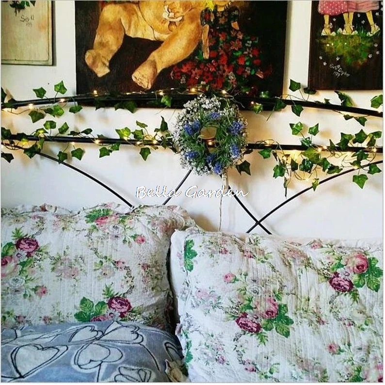 Зеленый лист виноградной лозы гирлянды светодиодные фонари AA Батарея работает