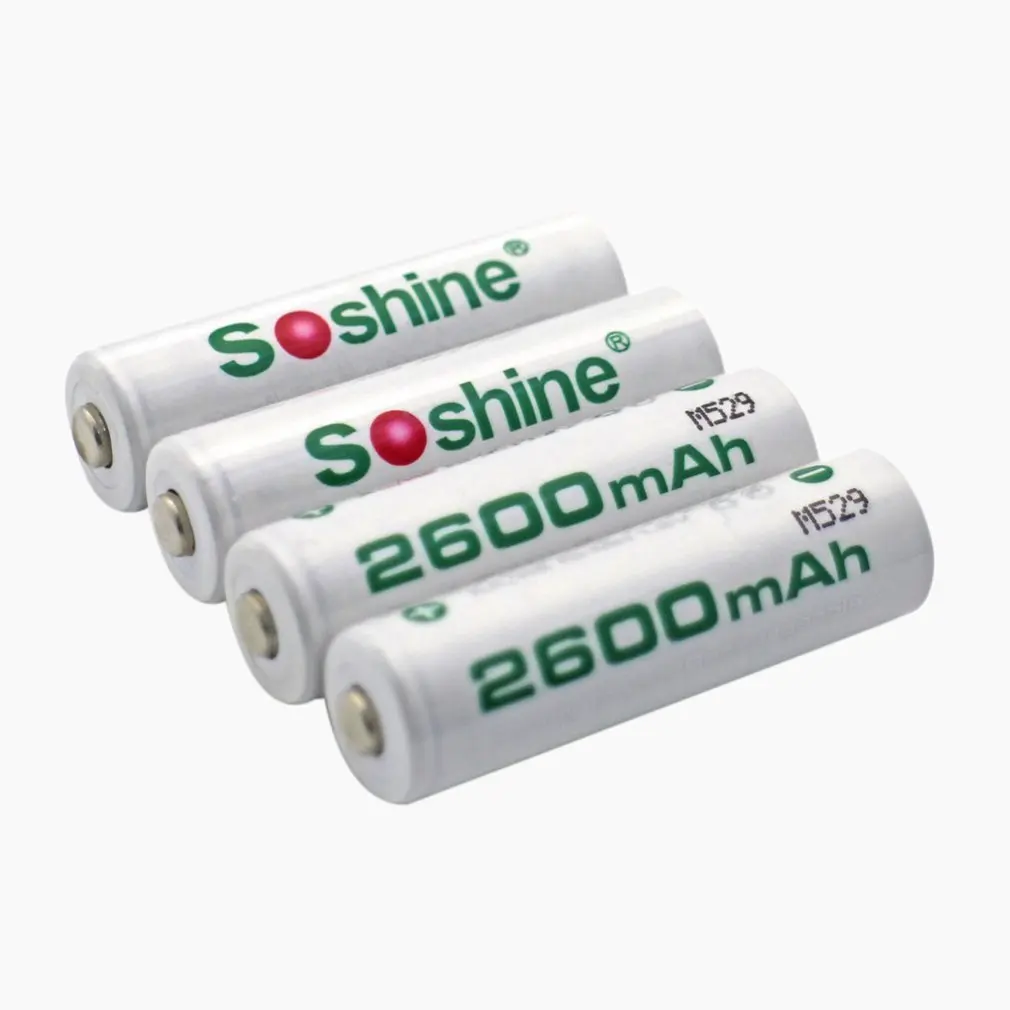 4 шт./лот Soshine AA батареи 1 2 V Ni MH 2600mAh 2A NIMH Вольт Аккумуляторная батарея для цифровых
