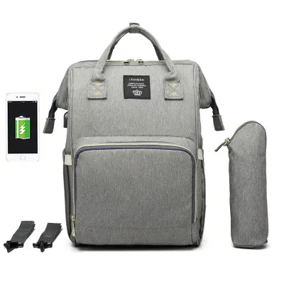 mother bag 3 LEQUEEN пеленки ребенка материнства сумка USB зарядное устройство три бутылки большой емкости тележка подгузник рюкзак для мамы мать сумка - Цвет: mother bag 3