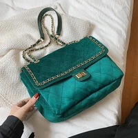small quilted crossbody messenger bags for women 2021 fashion winter designer lady travel green shoulder purses handbags