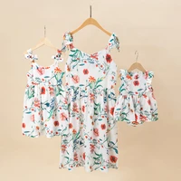 floral print family look mother daughter dresses mommy and me clothes mom mum mama and baby girls matching dress with children