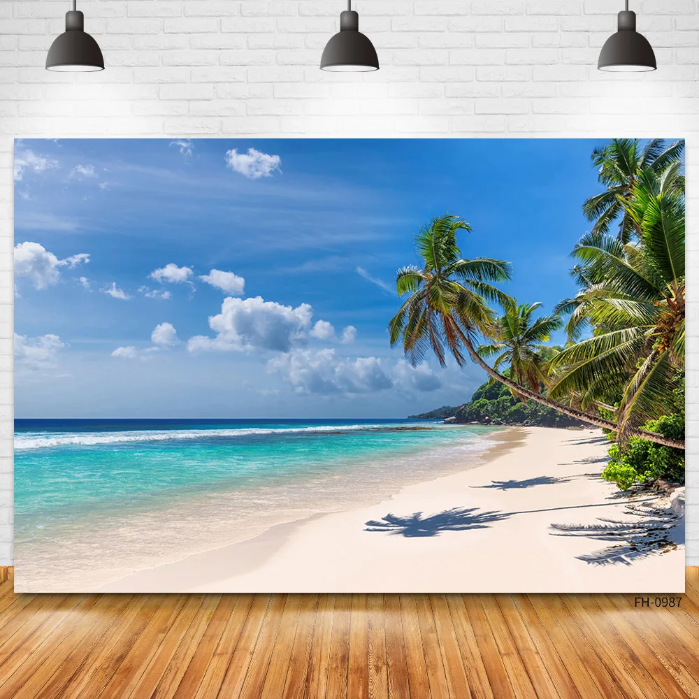 Тропический пляж лето море голубое небо пальмы дерево для новорожденных Детская