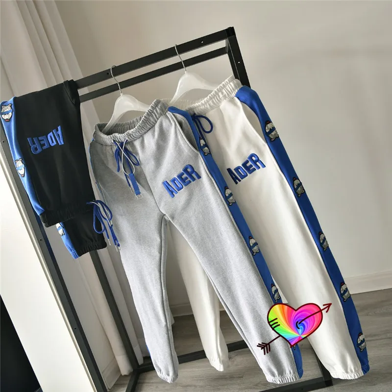 

Blue ADER Embroidered Logo ADER ERROR Pants 2021 Men Women High Quality Adererror Sweatpants Side Stripe Snow Monster Trousers