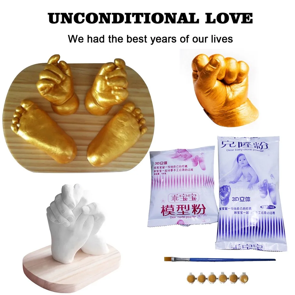 DIY Plaster Mold 3D Hand Foot Print Mold for Baby Souvenir Hand Casting Kit Couples Wedding Holding Baby Plaster Mold Home Decor