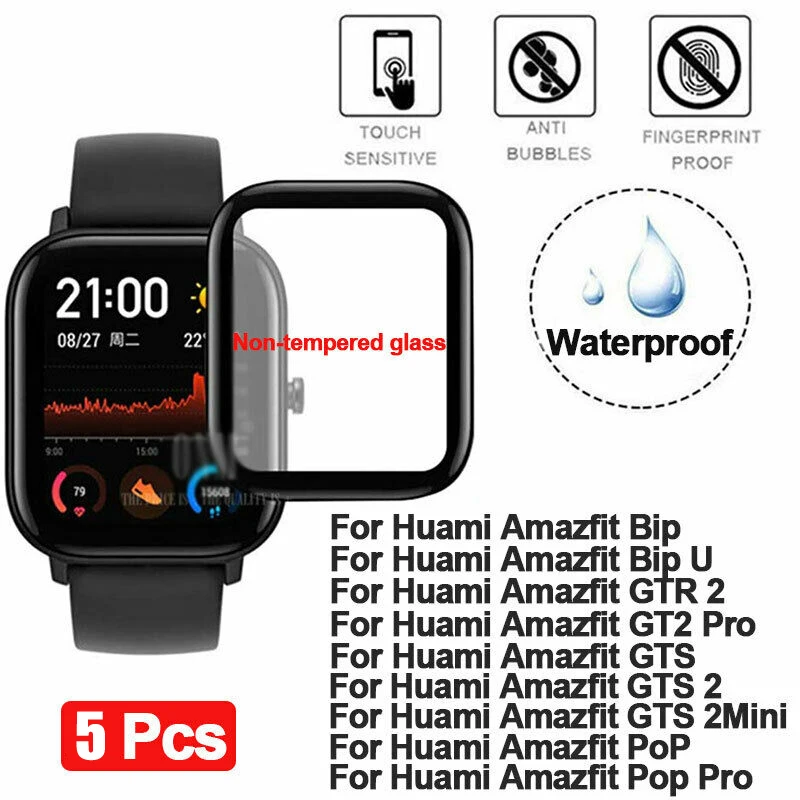 

UGI 5-1Pack Protector Full Cover Front Film For Xiaomi Huami Amazfit Series Bip U GTR2 GT2 Pro GTS 2 Mini Pop Pro Screen Curved
