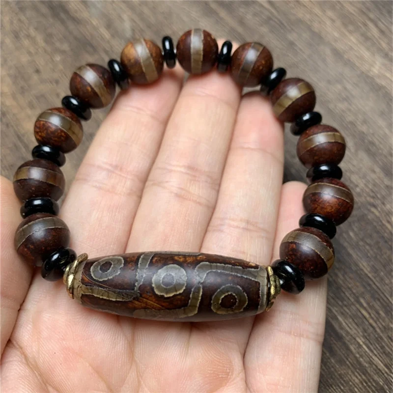 

Tibetan agate Nine eye pearl hand string old sky Bead Bracelet
