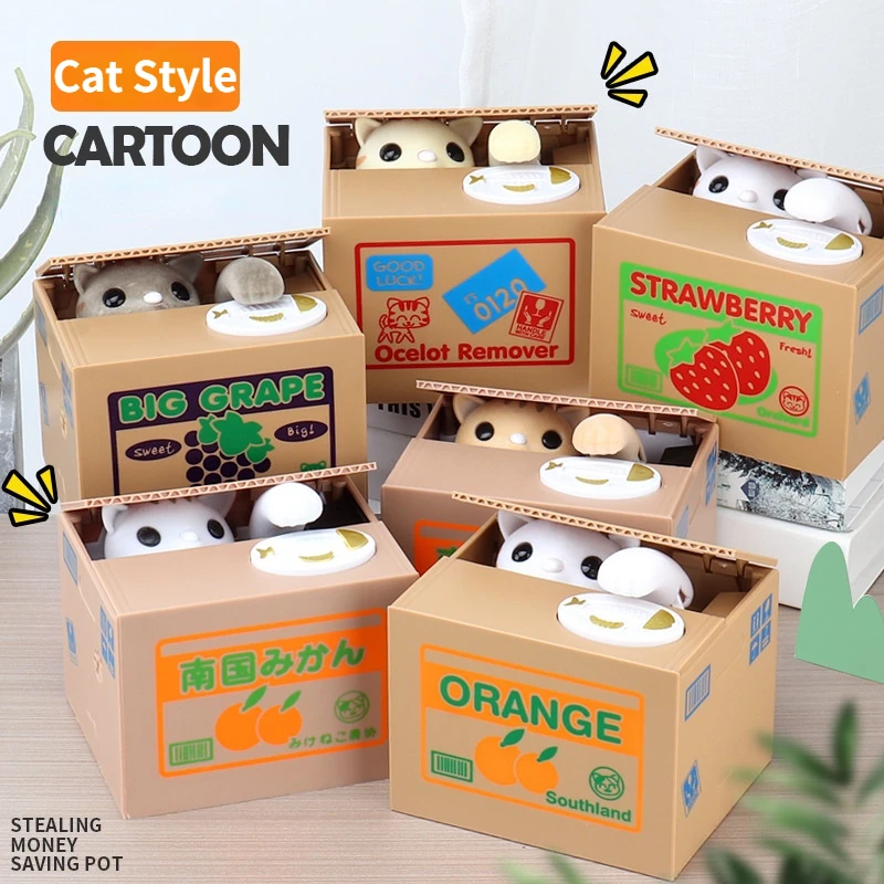 

Automated Panda Coin Box Kids Money Bank Automatic Cat Thief Money Saving Animal Piggy Bank Case Children Kid Cute Toy Gifts