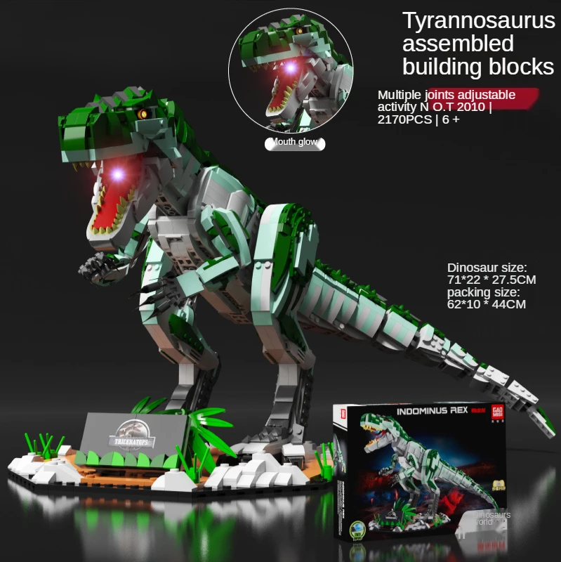 

High Quality ABS Puzzle Parent-child Interaction Simulation With Light Building Blocks Jurassic Dinosaur Animal World Park