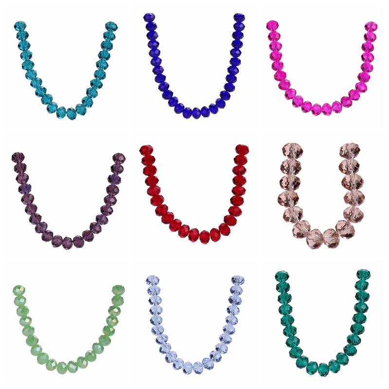 

DIY Mixed Crystal Bulk Findings Craft Loose Spacer Making Necklace Faceted Glass Wholesale 10mm Lots Beads Rondelle 100pcs