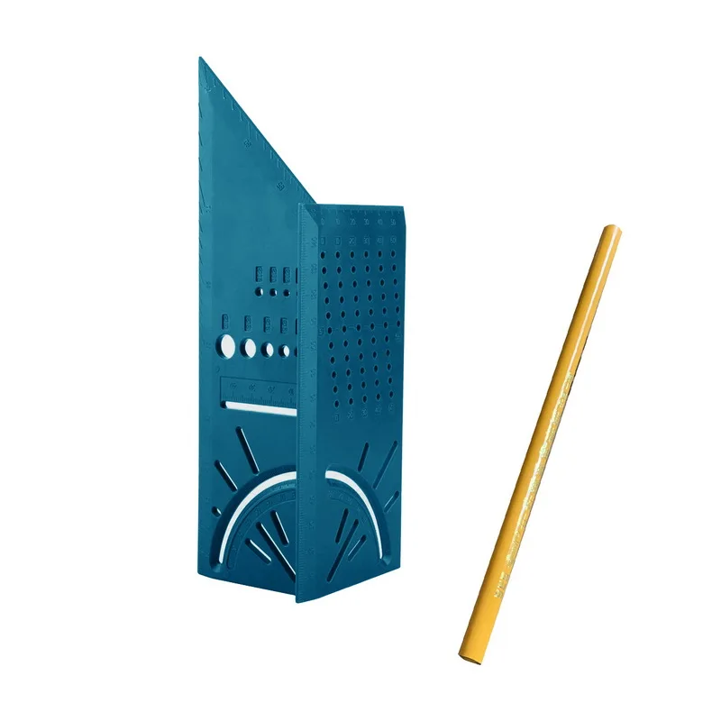 blue and pencil 3D углоизмерительный квадратный размер деревообрабатывающий измерительный инструмент линия 90 градусный Калибр t-образная линейка отверстие измерительный прибор - Цвет: blue and pencil